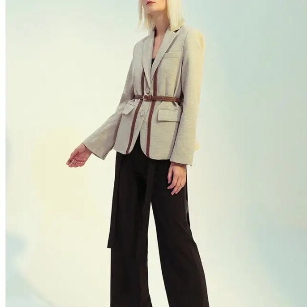 stitching strap sense small suit jacket with belt